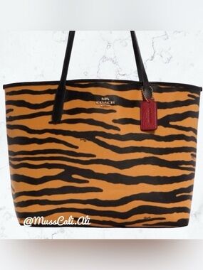 NWT COACH Tiger City Tote Bag In With Animal Print